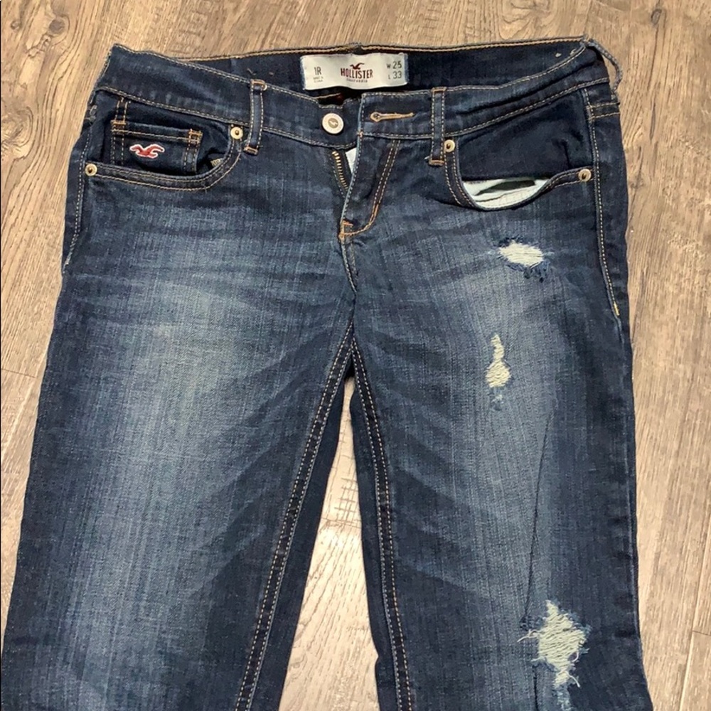 Hollister distressed dark wash jeans